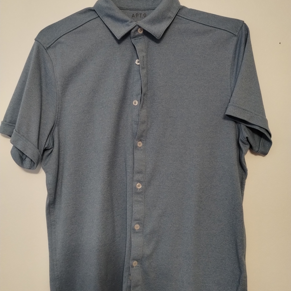 Apt. 9 Blue Casual Button Down Shirt with Pointed Collar
